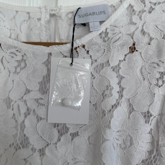 BNWT White Fleur de Lis Lace Midi Dress - Picture 3 of 4